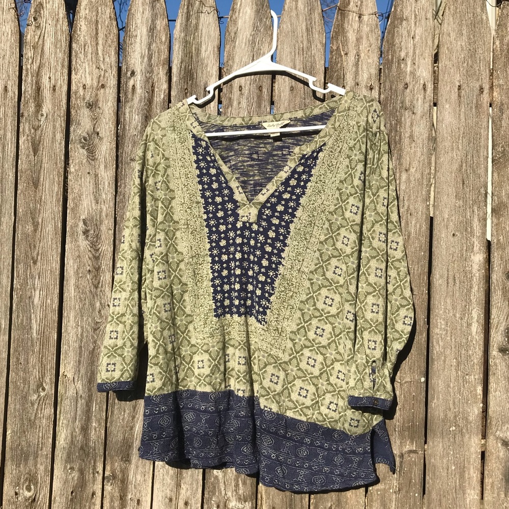 Lucky Brand Print Peasant Blouse
